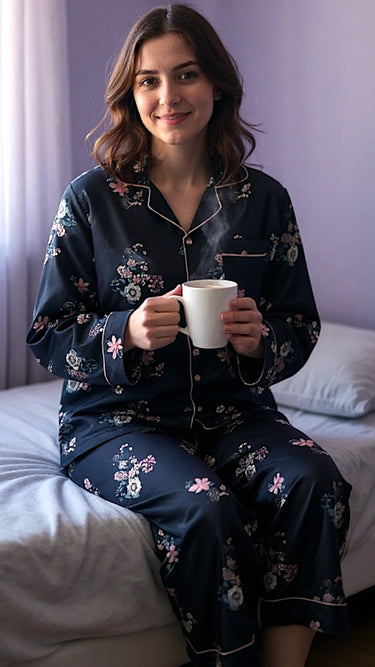 Black 🪷 Floral Poly Linen